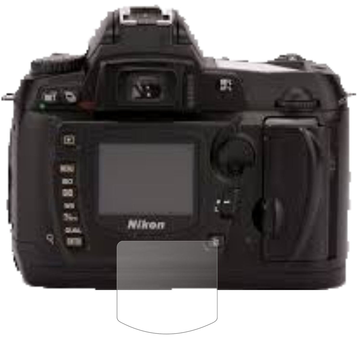 NikonD70s mit aufgebrachter dipos Panzerfolie, die lästige Fingerabdrücke minimiert
