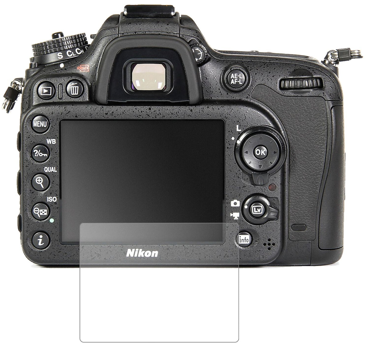 NikonD7100 mit aufgebrachter dipos Panzerfolie, die lästige Fingerabdrücke minimiert