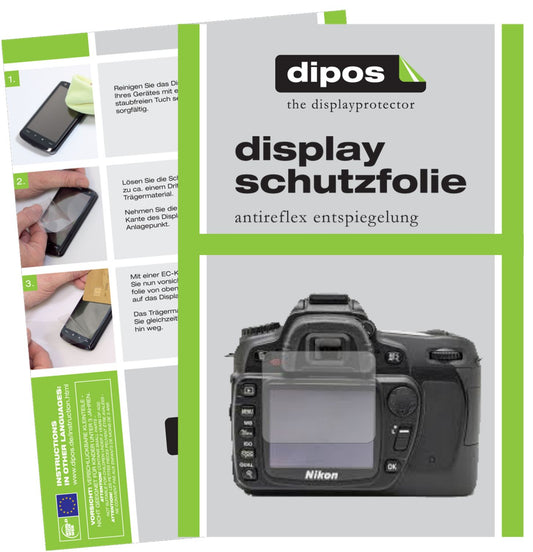 Matte Displayschutzfolie von dipos passend für Nikon D80, präziser Zuschnitt und blasenfrei montiert