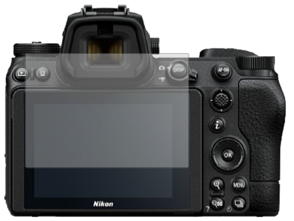 NikonZ 7II mit aufgebrachter dipos Displayschutzfolie, die lästige Fingerabdrücke minimiert