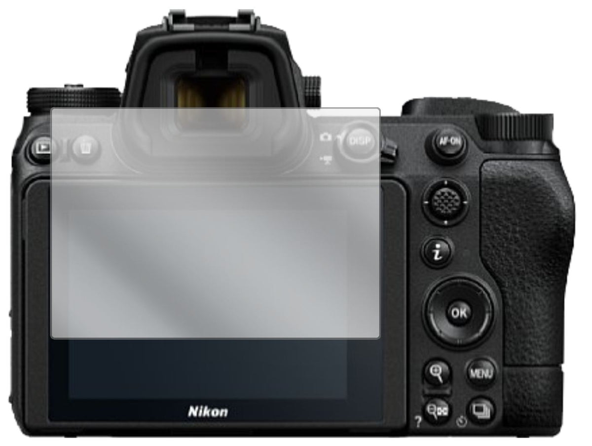NikonZ 7II mit aufgebrachter dipos Displayschutzfolie, glasklare Darstellung ohne Einschränkungen