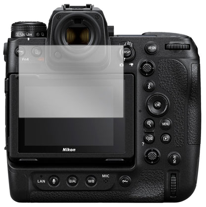 NikonZ9 mit aufgebrachter dipos Displayschutzfolie, glasklare Darstellung ohne Einschränkungen