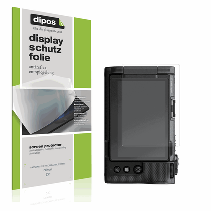 Matte Displayschutzfolie von dipos passend für Nikon ZR, präziser Zuschnitt und blasenfrei montiert