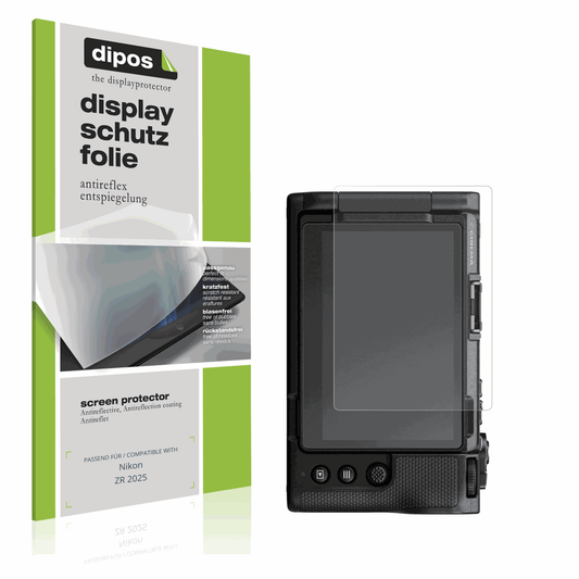 Matte Displayschutzfolie von dipos passend für Nikon ZR 2025, präziser Zuschnitt und blasenfrei montiert