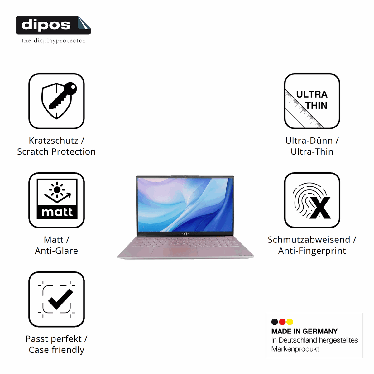 Displayschutz hergestellt in Deutschland, höchste Qualität made in Germany