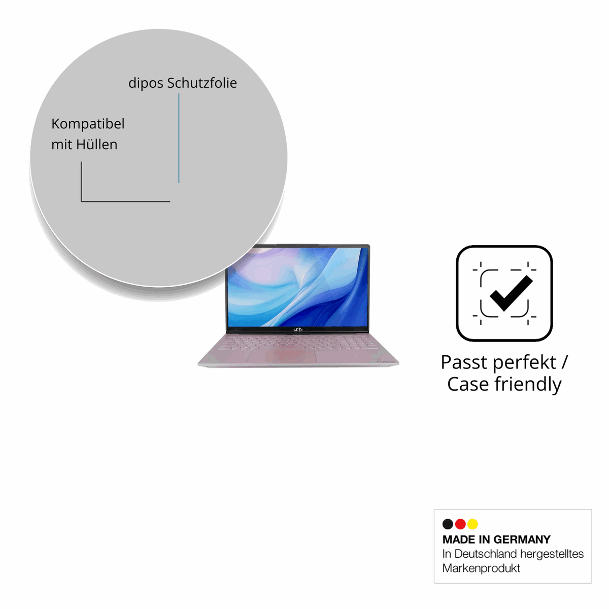 Schutzfolie mit optimaler Passform, zur Verwendung mit Hüllen geeignet