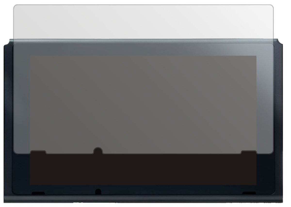 NintendoSwitch (2021) mit aufgebrachter dipos Displayschutzfolie, die lästige Fingerabdrücke minimiert