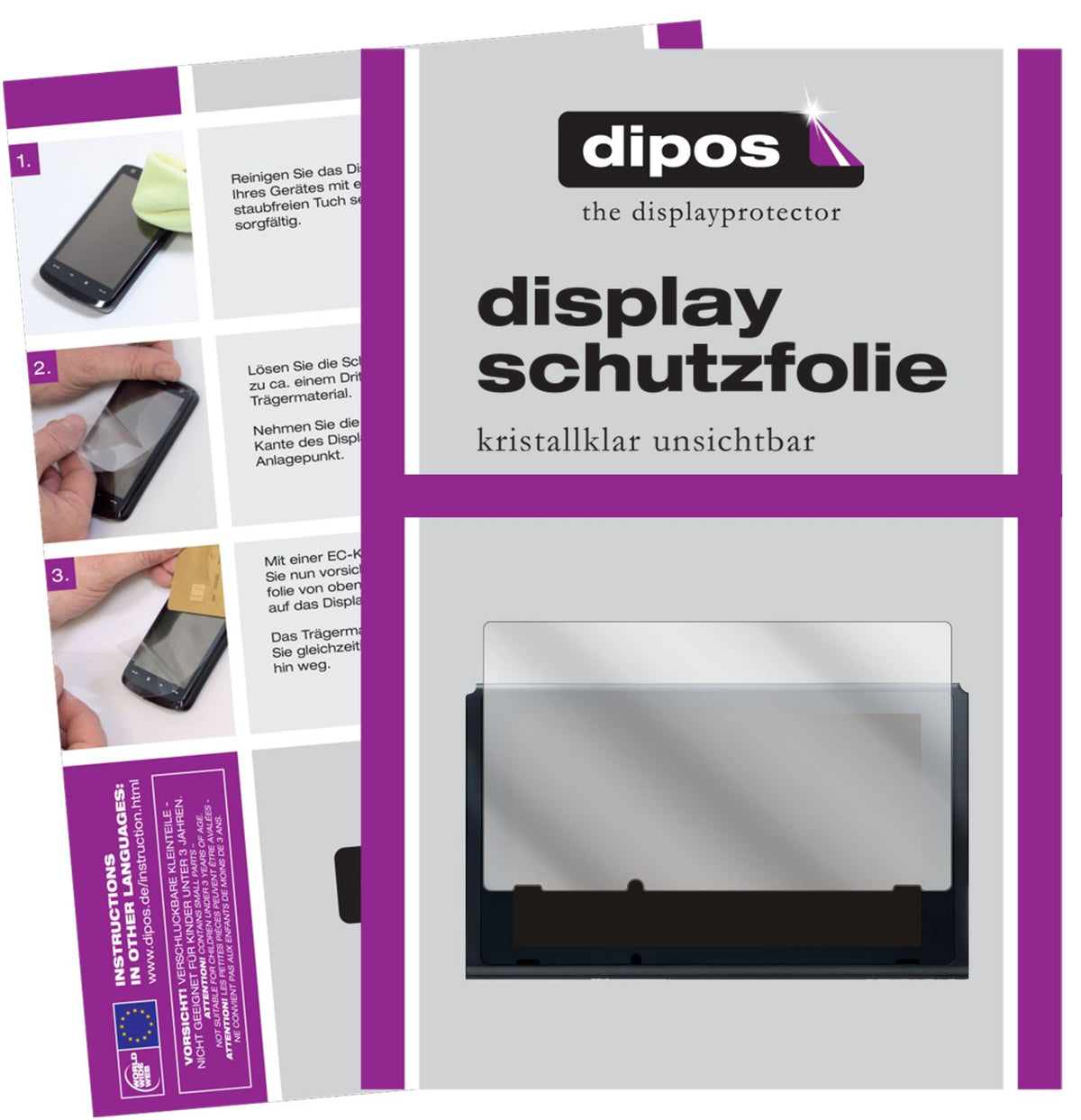 Klare Displayschutzfolie von dipos passend für Nintendo Switch (2021), präziser Zuschnitt und blasenfrei montiert