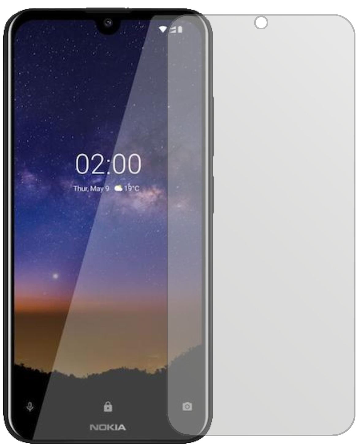 Nokia46055 mit aufgebrachter dipos Displayschutzfolie, die lästige Fingerabdrücke minimiert