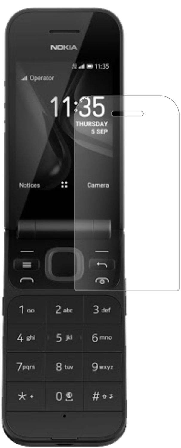 Nokia2720 Flip mit aufgebrachter dipos Panzerfolie, die lästige Fingerabdrücke minimiert