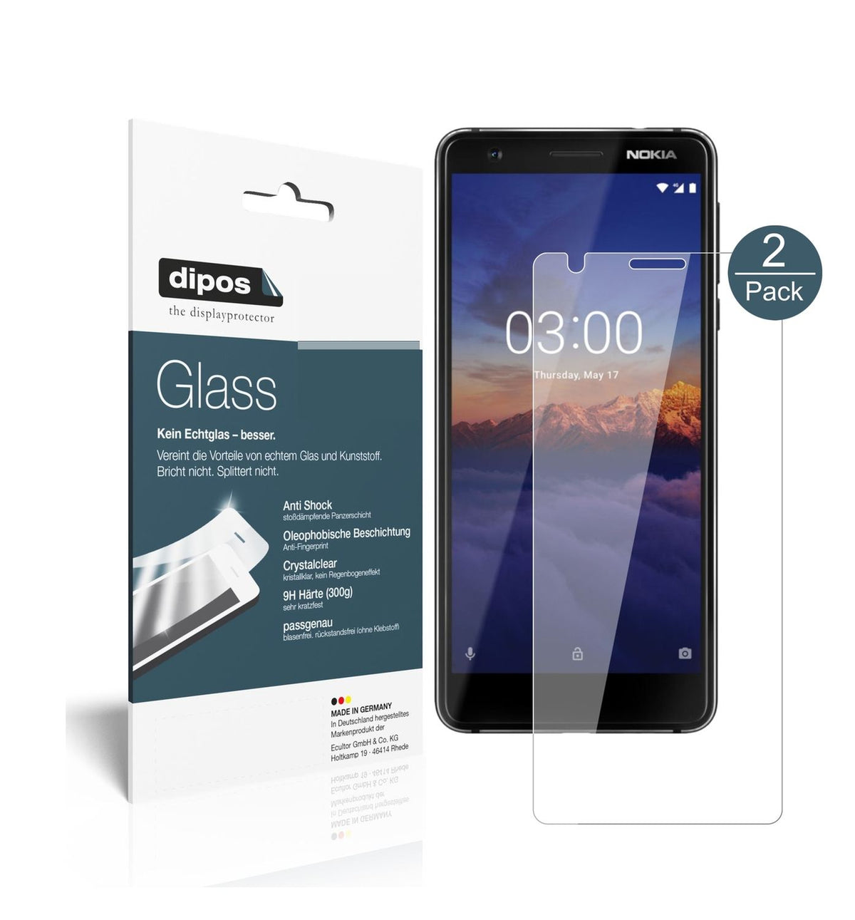 Perfekte Passform und ultimative Qualität: Unser 9H Panzerglas bietet Schutz für Nokia-3.1
