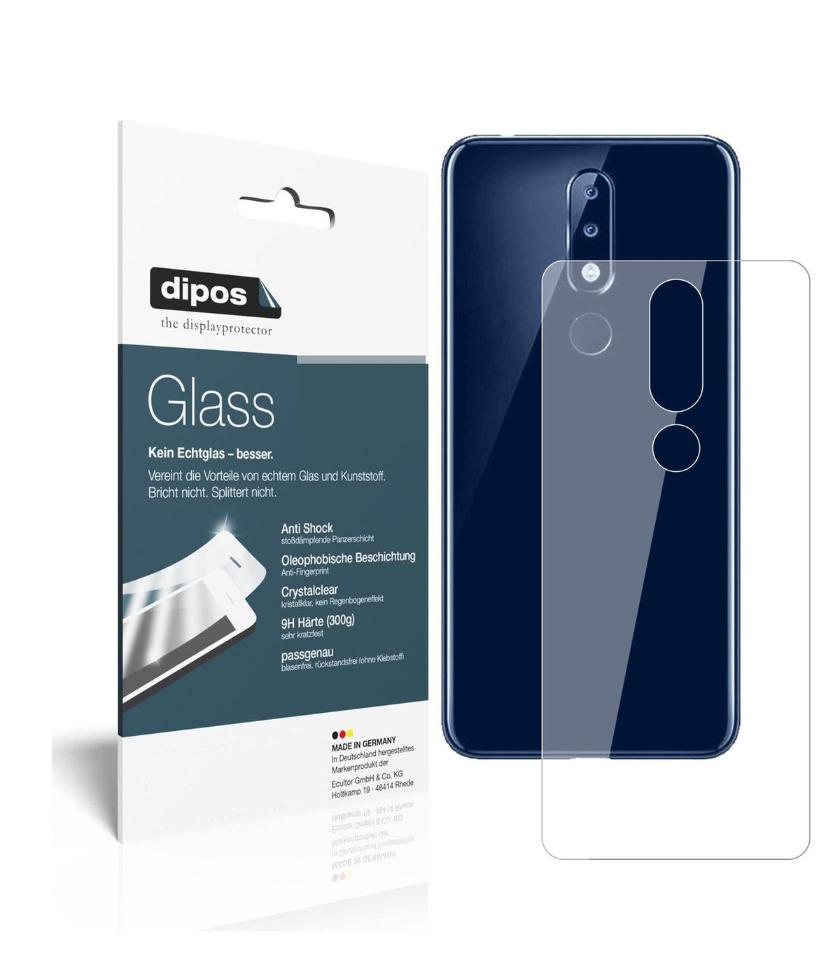 Perfekte Passform und ultimative Qualität: Unser 9H Panzerglas bietet Schutz für Nokia-5.1 Plus Rückseite