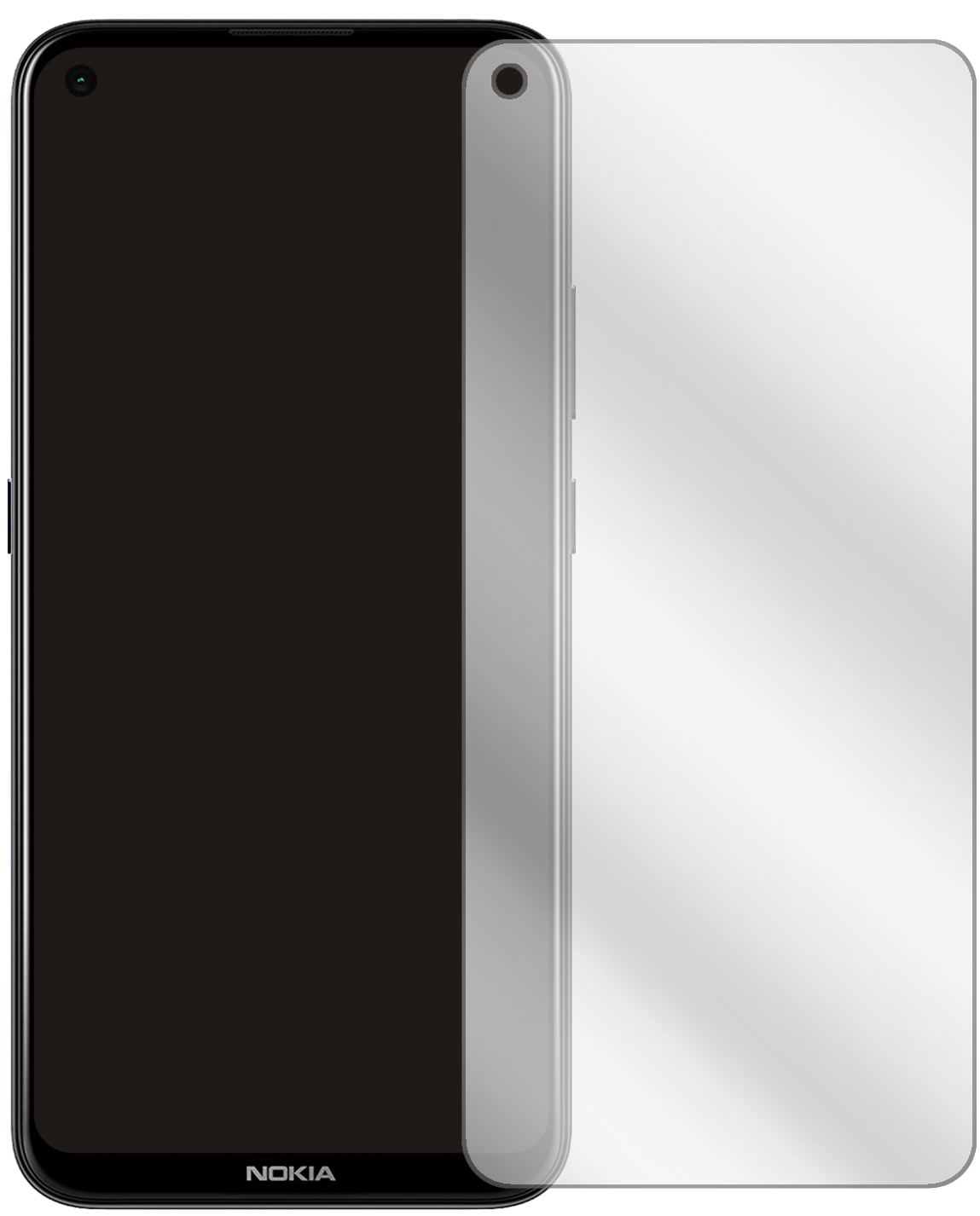 Nokia46117 mit aufgebrachter dipos Displayschutzfolie, glasklare Darstellung ohne Einschränkungen