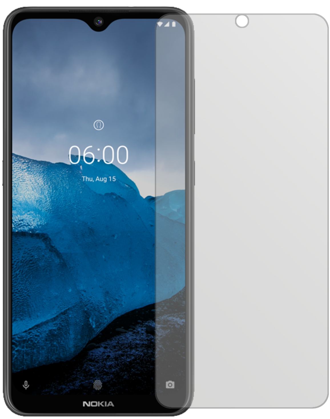 Nokia46059 mit aufgebrachter dipos Displayschutzfolie, die lästige Fingerabdrücke minimiert