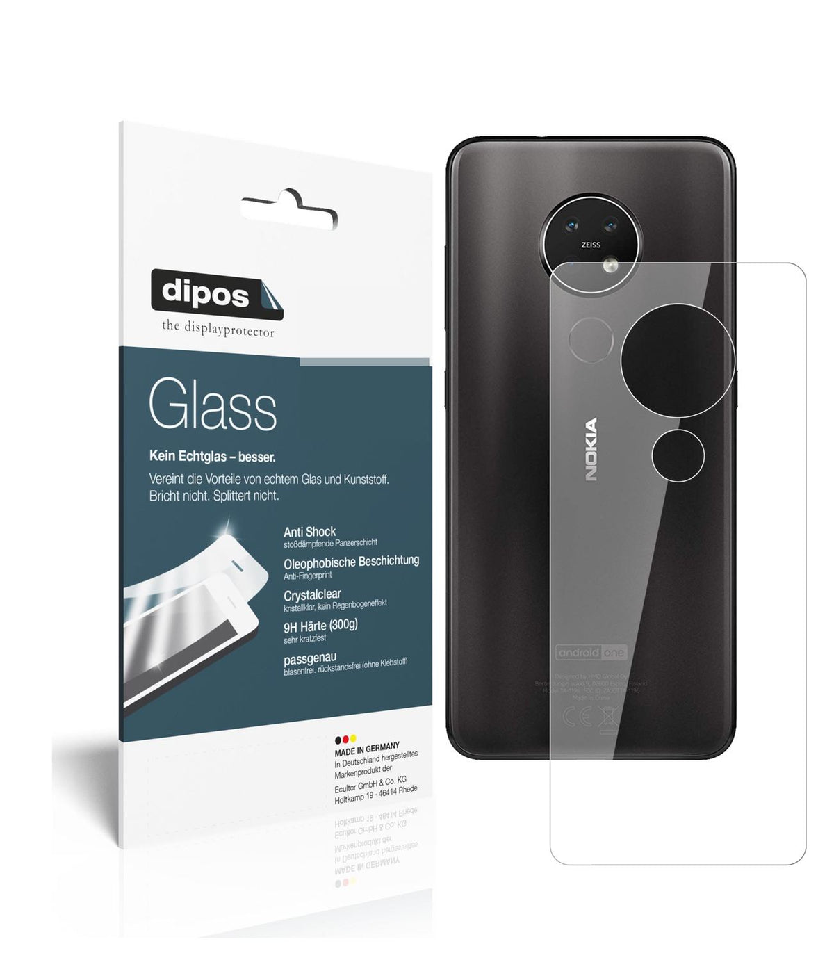 Perfekte Passform und ultimative Qualität: Unser 9H Panzerglas bietet Schutz für Nokia-7.2 Rückseite