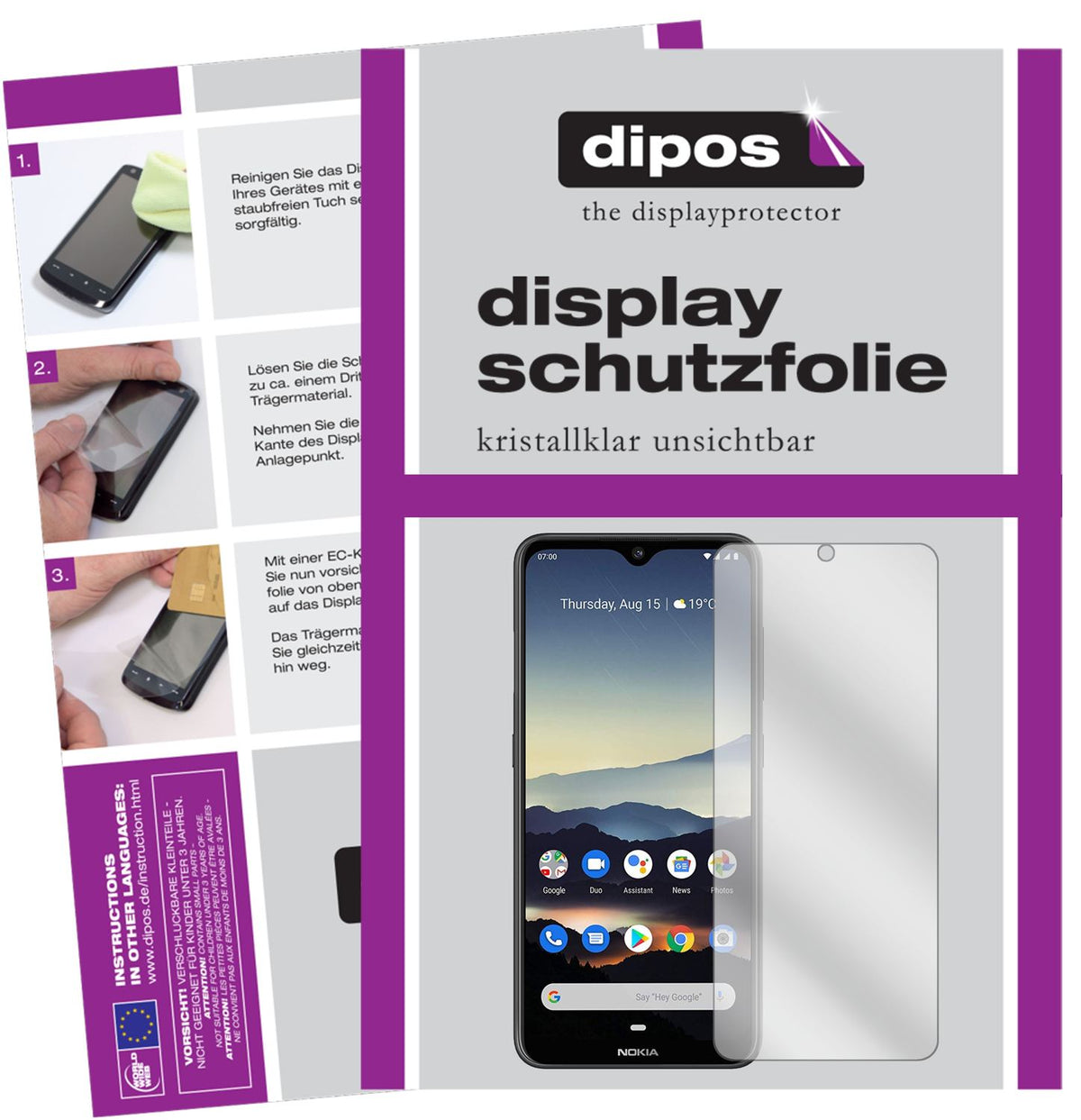 4x Schutzfolie klar für Nokia 46060 Display-Schutzfolie (2x Vorderseite + 2x Rückseite)