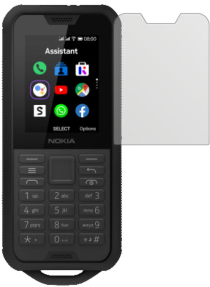 Nokia800 Tough mit aufgebrachter dipos Displayschutzfolie, die lästige Fingerabdrücke minimiert