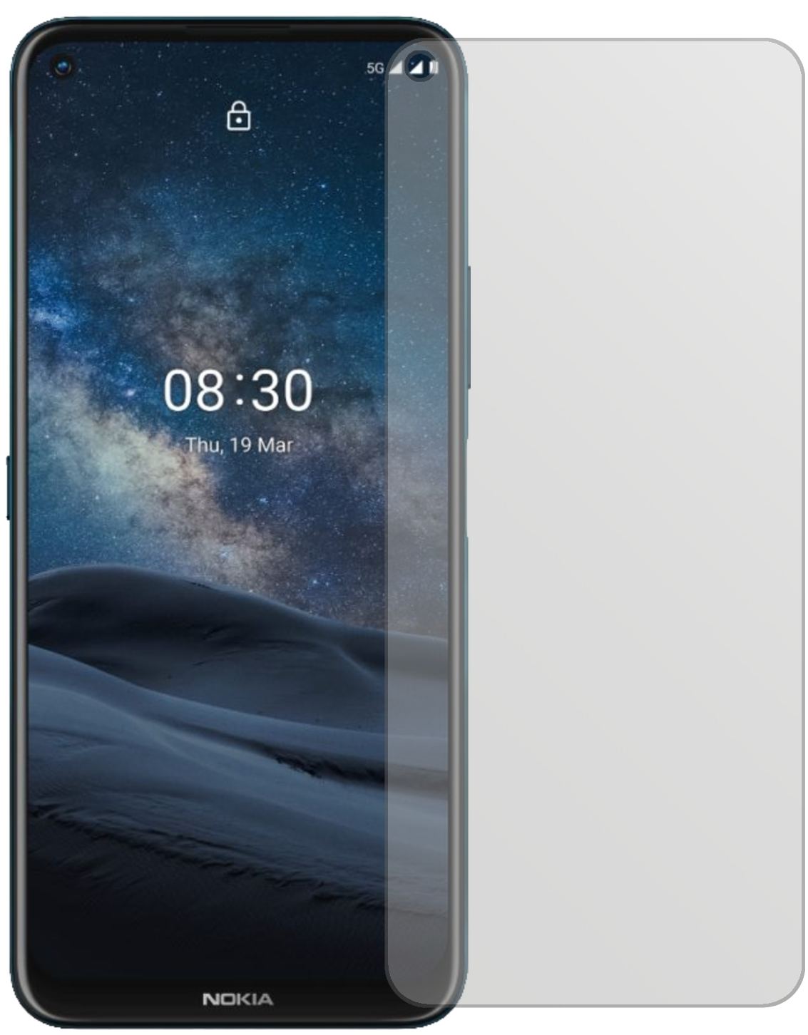 Nokia46089 mit aufgebrachter dipos Displayschutzfolie, die lästige Fingerabdrücke minimiert
