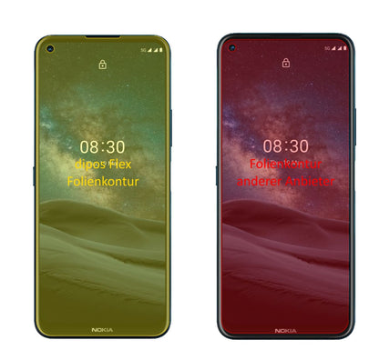Nokia46089 mit aufgebrachter dipos Displayschutzfolie, glasklare Darstellung ohne Einschränkungen