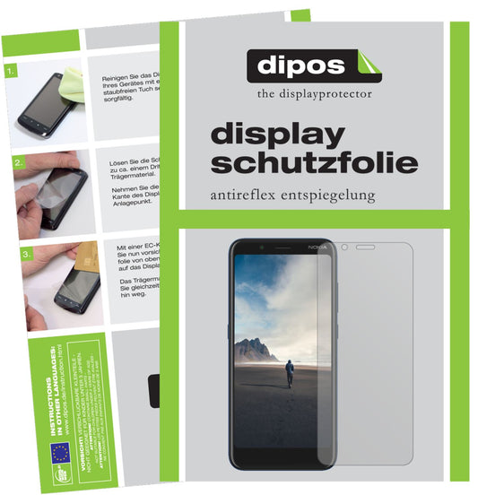 Matte Displayschutzfolie von dipos passend für Nokia C2 Tava, präziser Zuschnitt und blasenfrei montiert