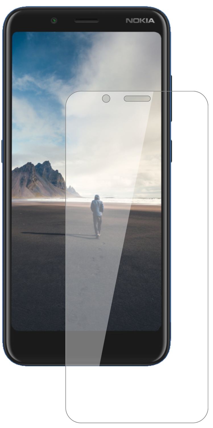 NokiaC2 Tennen mit aufgebrachter dipos Flex Schutzfolie, glasklare Darstellung ohne Einschränkungen