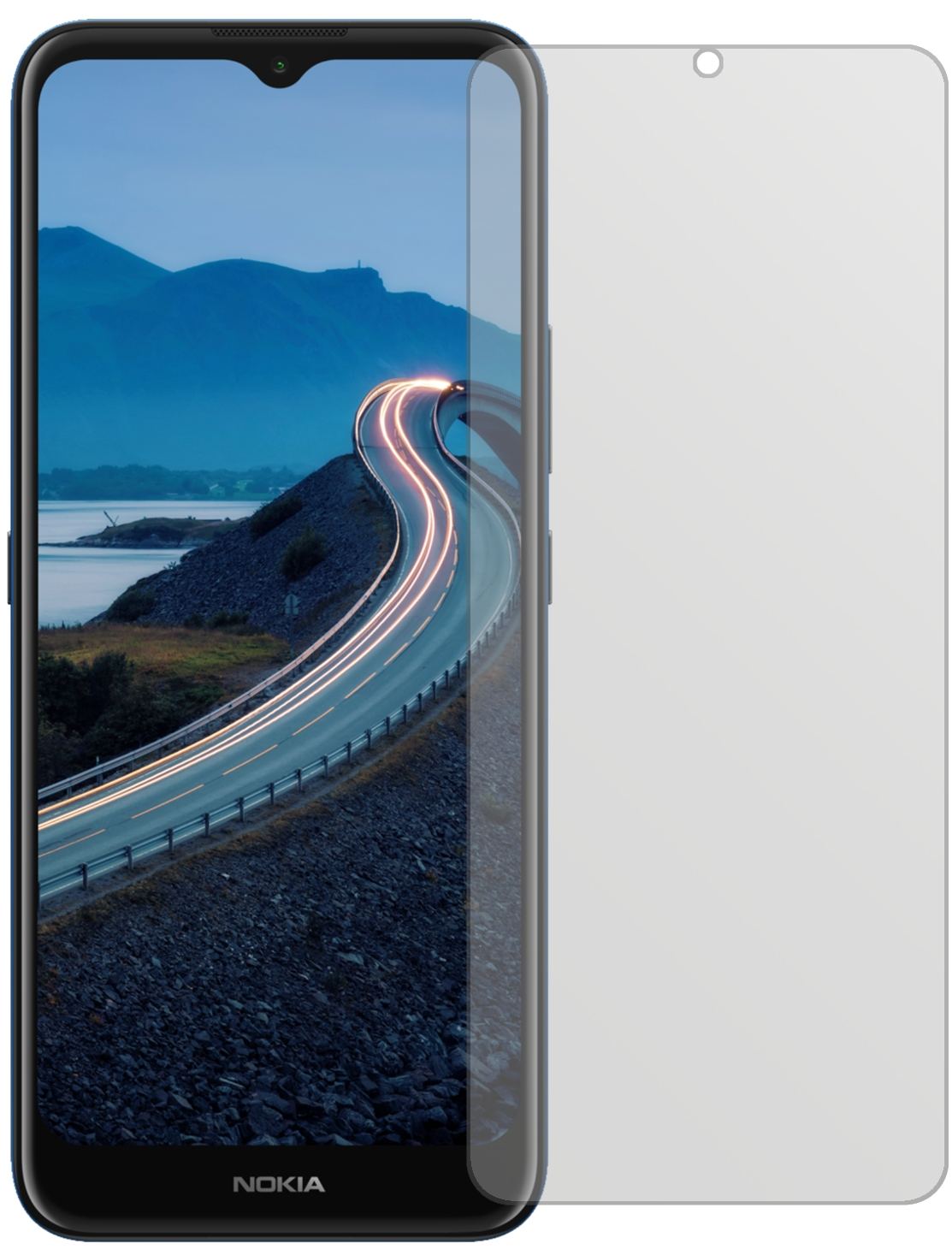 NokiaC5 Endi mit aufgebrachter dipos Displayschutzfolie, die lästige Fingerabdrücke minimiert