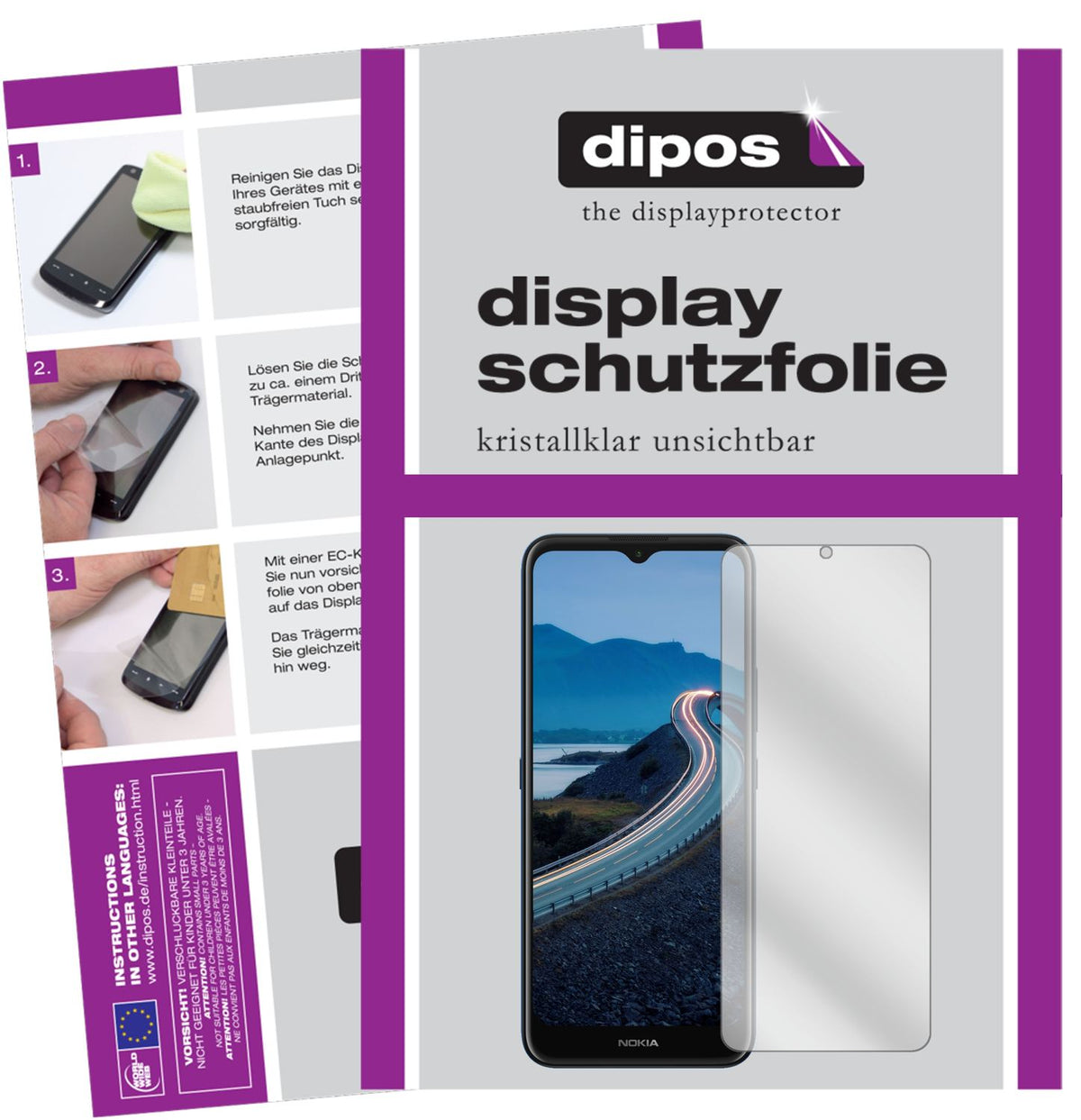 Klare Displayschutzfolie von dipos passend für Nokia C5 Endi, präziser Zuschnitt und blasenfrei montiert