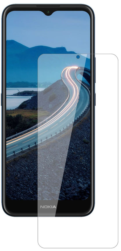NokiaC5 Endi mit aufgebrachter dipos Flex Schutzfolie, glasklare Darstellung ohne Einschränkungen