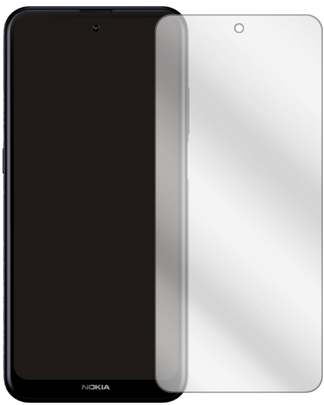 NokiaX100 mit aufgebrachter dipos Displayschutzfolie, glasklare Darstellung ohne Einschränkungen