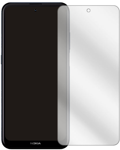 NokiaX100 mit aufgebrachter dipos Displayschutzfolie, glasklare Darstellung ohne Einschränkungen