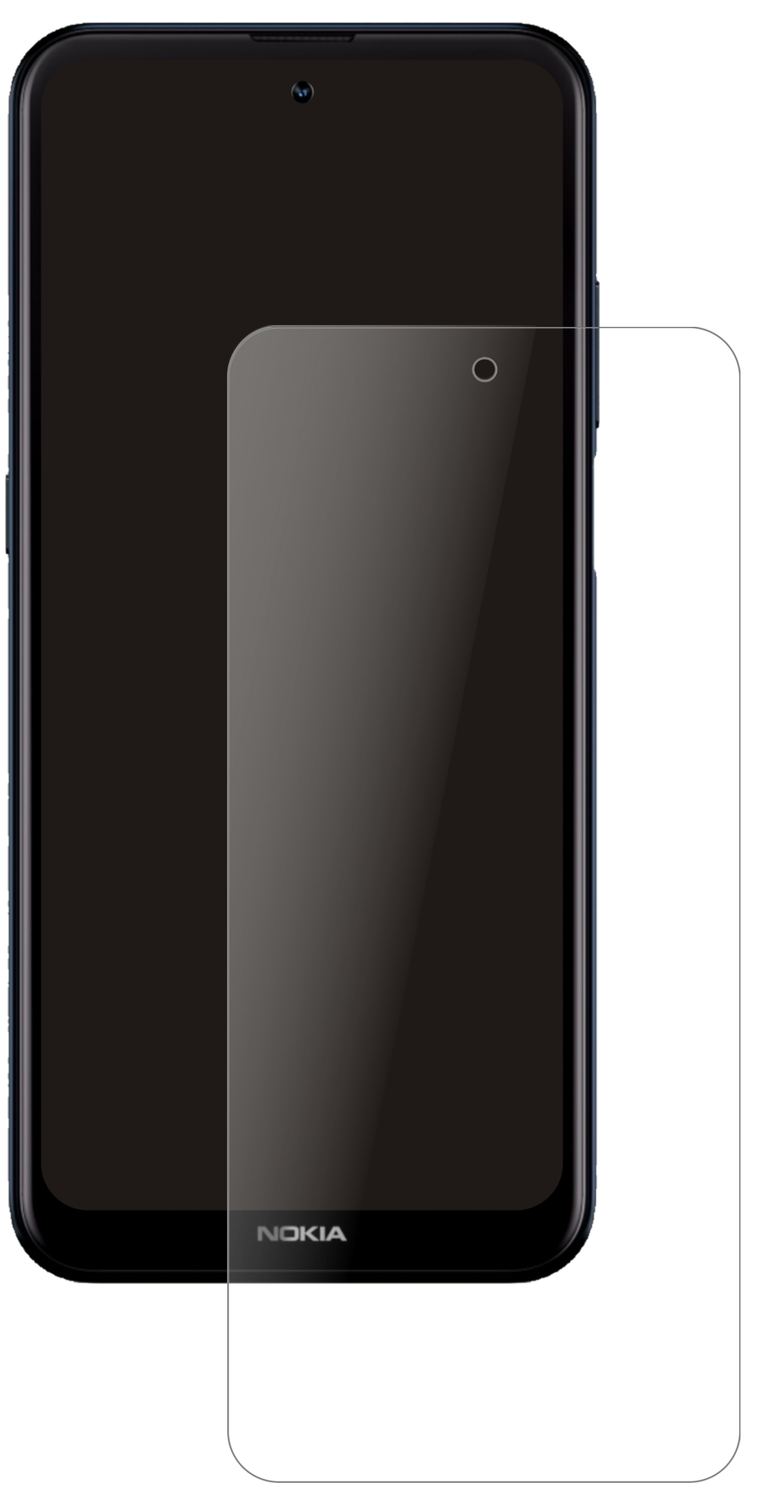 NokiaX100 mit aufgebrachter dipos Panzerfolie, die lästige Fingerabdrücke minimiert