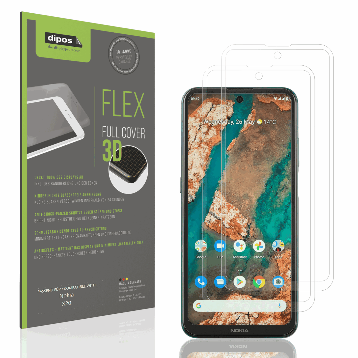 2x Full Cover Schutzfolie matt für Nokia X20