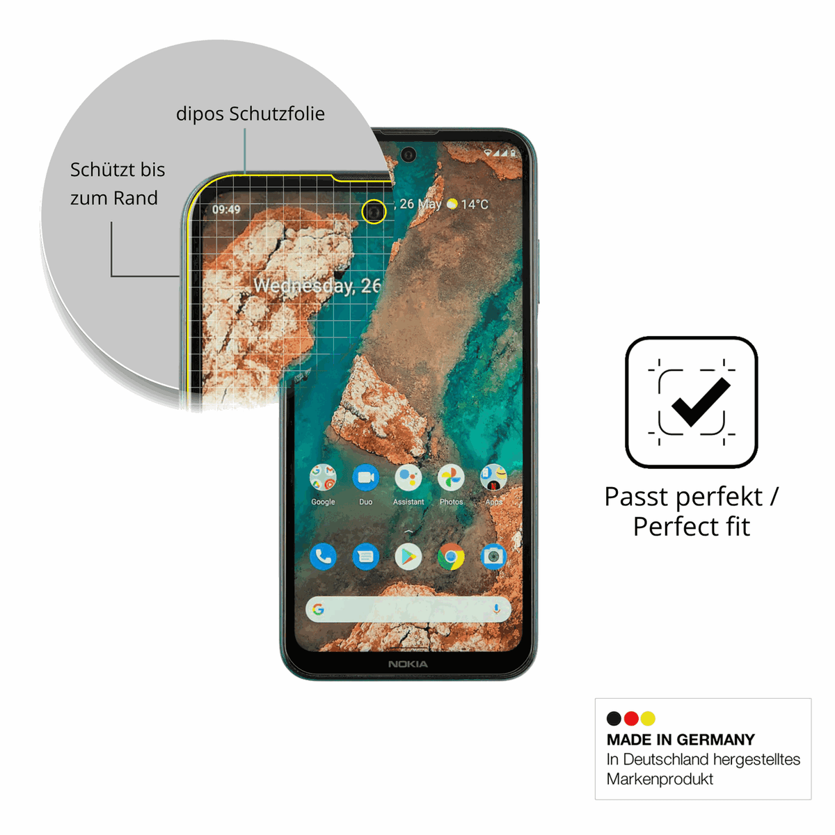 2x 3D Full Cover Schutzfolie für Nokia X20