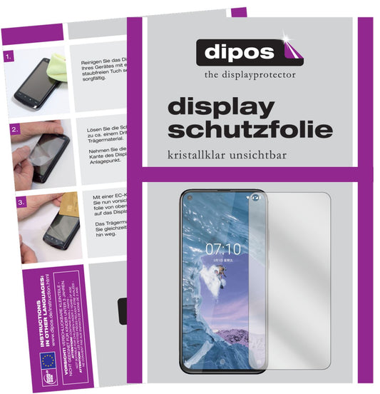 Klare Displayschutzfolie von dipos passend für Nokia X71, präziser Zuschnitt und blasenfrei montiert