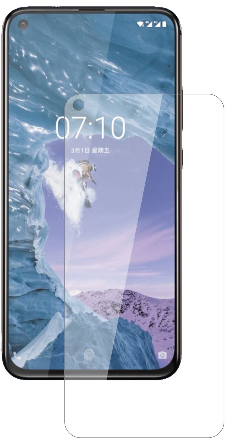 NokiaX71 mit aufgebrachter dipos Flex Schutzfolie, glasklare Darstellung ohne Einschränkungen