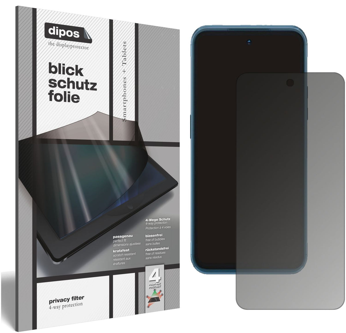 Blickschutzfolie von dipos passend für Nokia XR20, präziser Zuschnitt und blasenfrei montiert