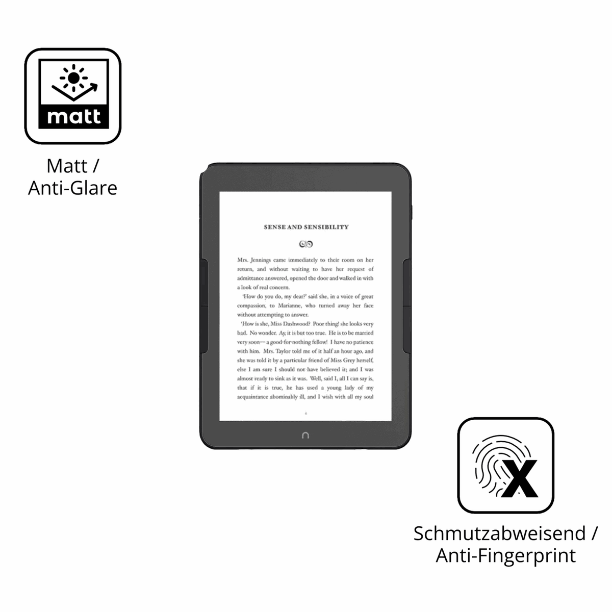 Dünne und entspiegelnde Folie passend zugeschnitten für Nook GlowLight 4