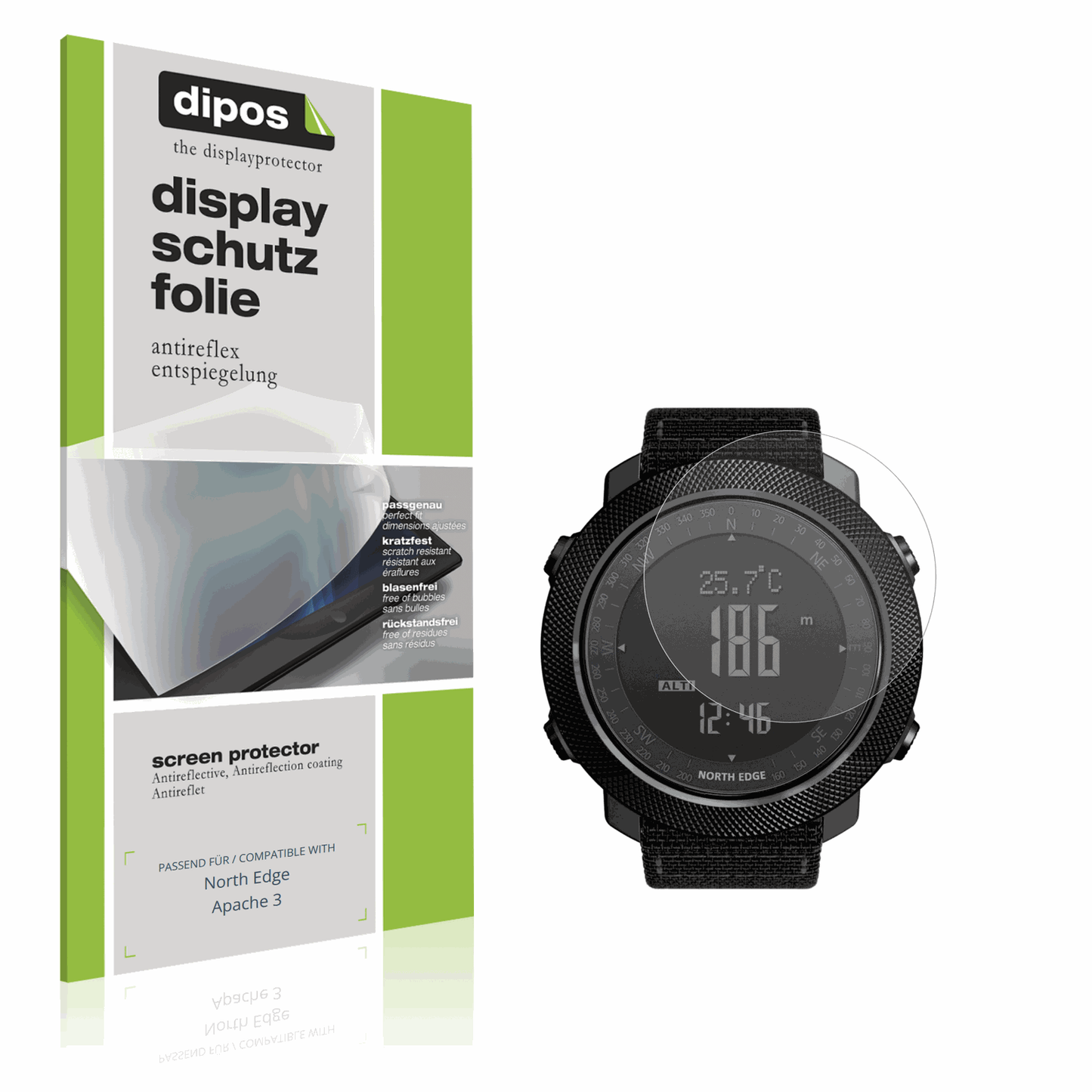 Matte Displayschutzfolie von dipos passend für North Edge Apache 3, präziser Zuschnitt und blasenfrei montiert
