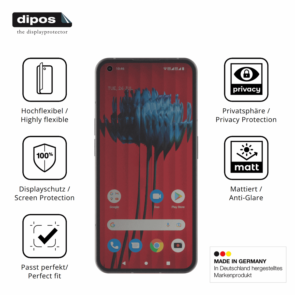 Flexible TPU-Folie passend zugeschnitten für Nothing Phone 1, mit Privatsphäre-Schutz durch Sichtschutz-Folie