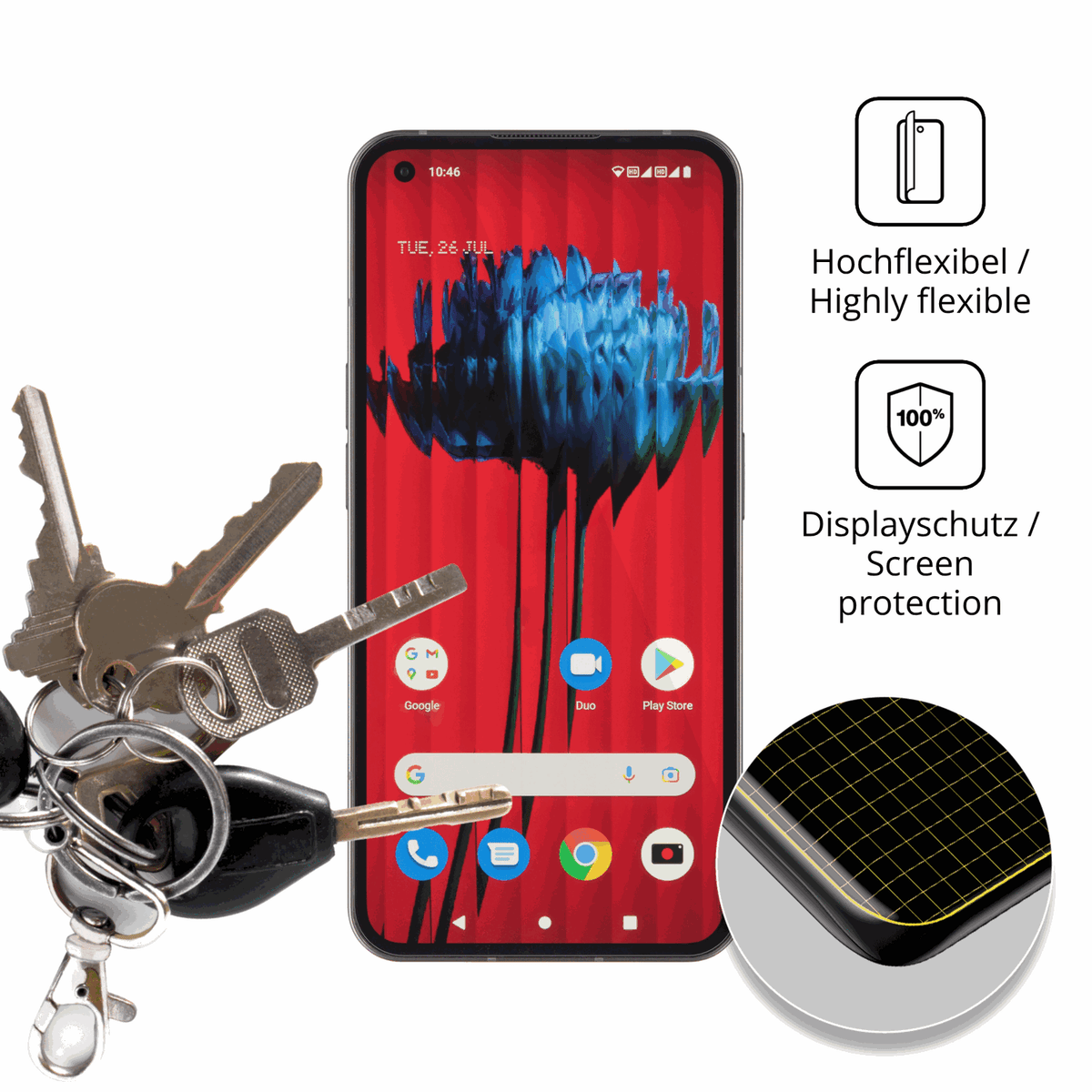 dipos Displayschutz für Nothing Phone 1, transparente Oberfläche, geringe Dicke und perfekte Passform