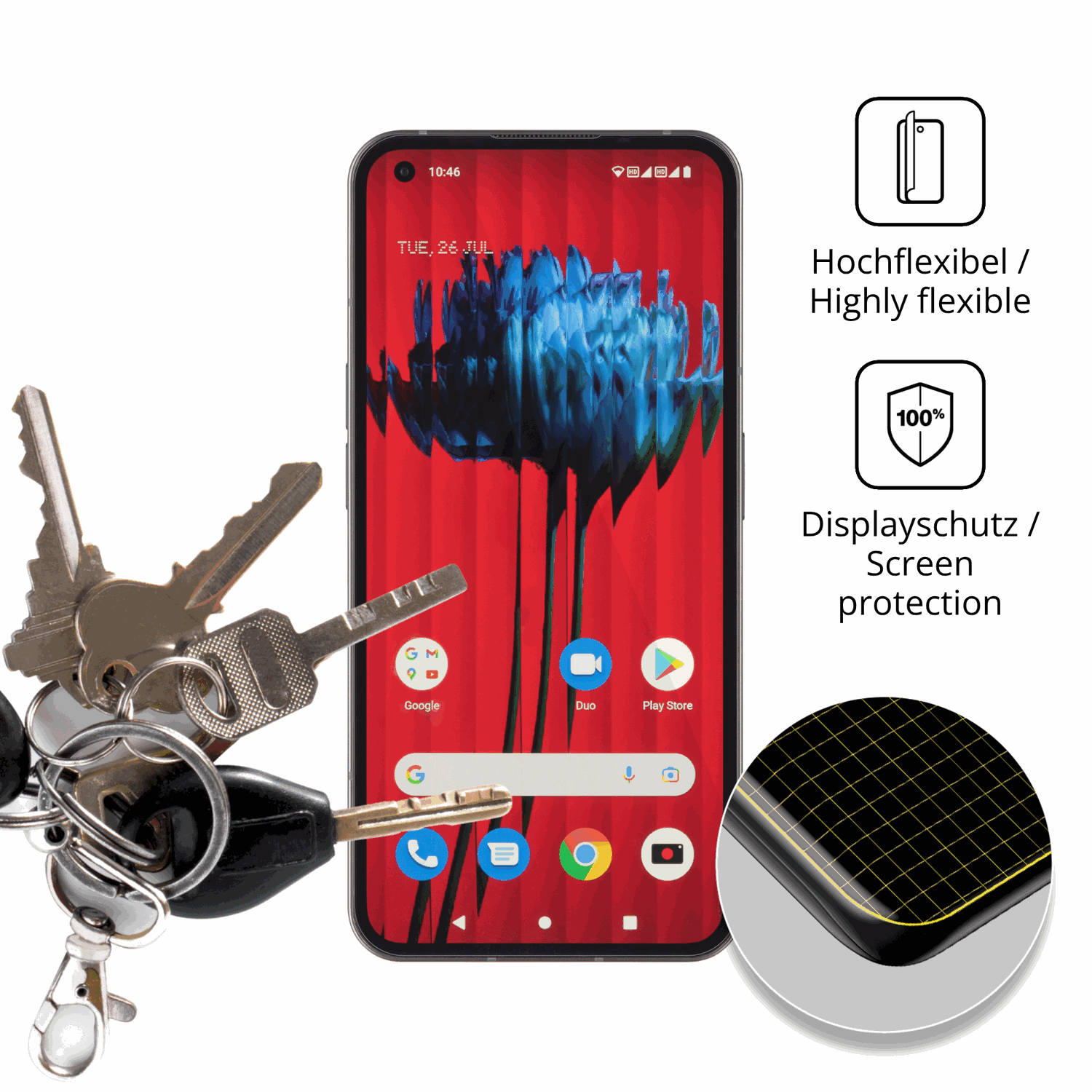 dipos Displayschutz für Nothing Phone 1, transparente Oberfläche, geringe Dicke und perfekte Passform