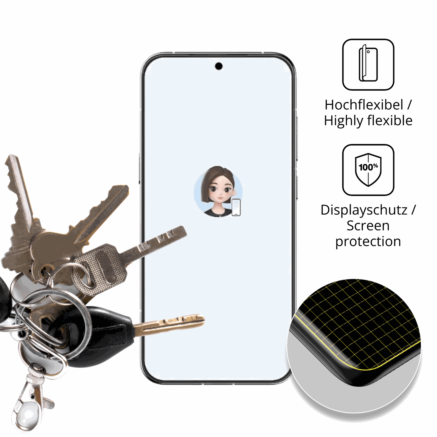 dipos Displayschutz für Nubia M153, transparente Oberfläche, perfekte Passform auch für die Rundungen