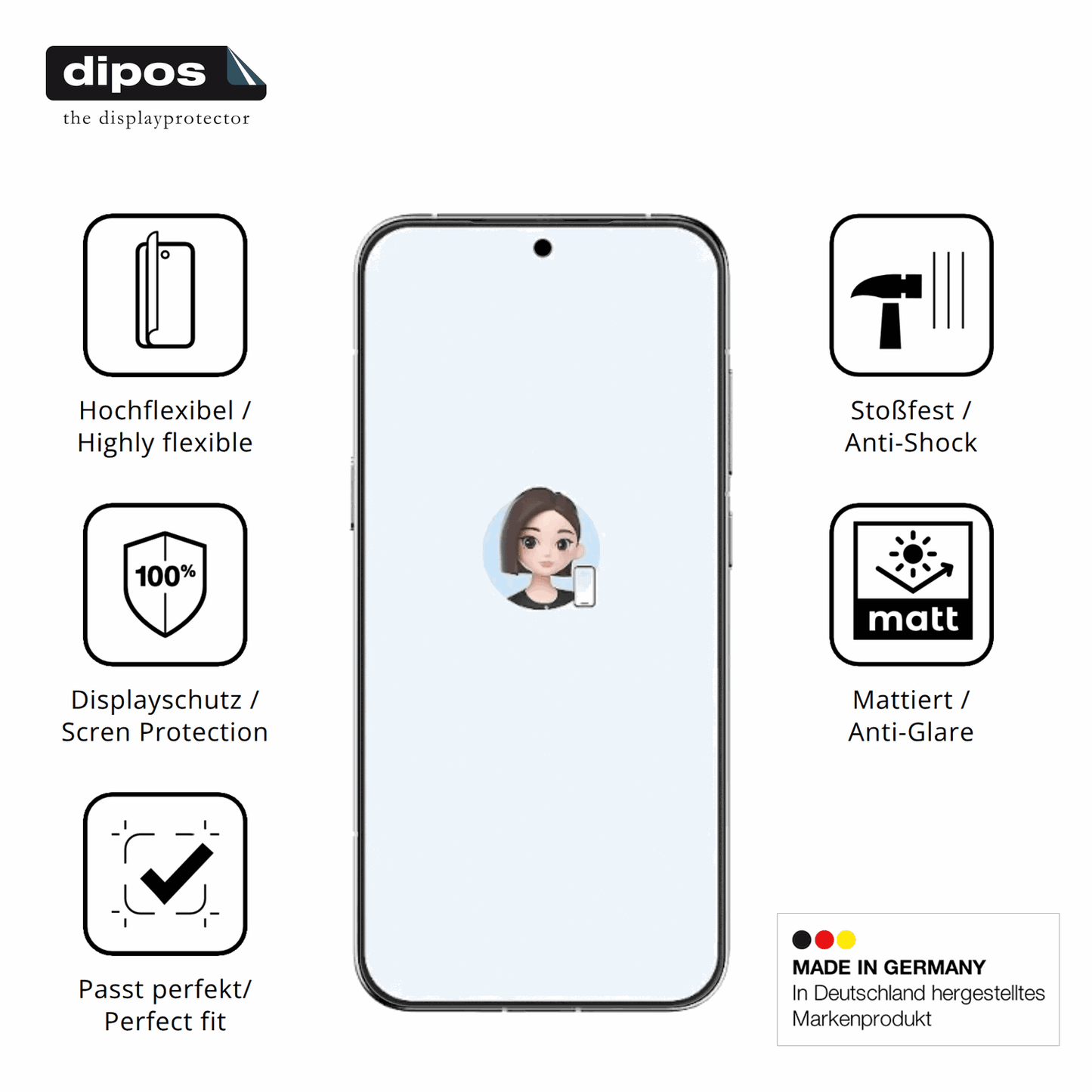Displayschutz hergestellt in Deutschland, höchste Qualität made in Germany