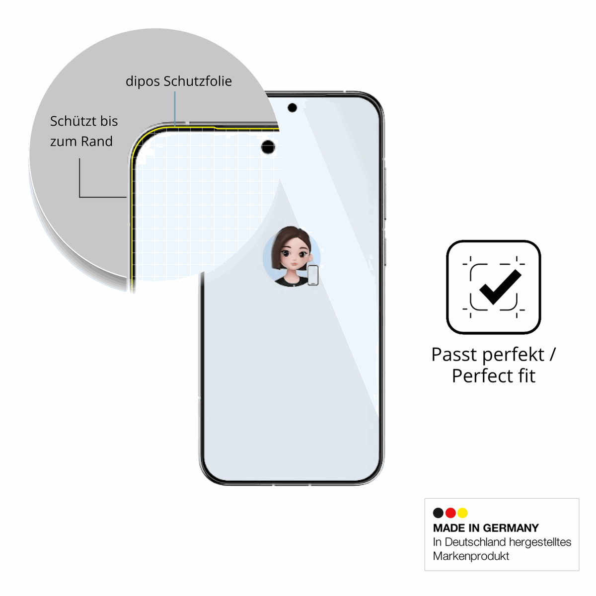 Schutzfolie mit optimaler Passform, zur Verwendung mit Hüllen geeignet