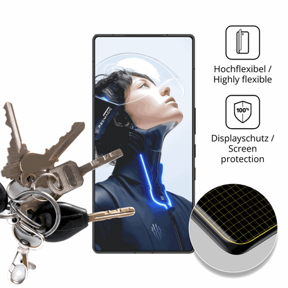 dipos Displayschutz für nubiared magic 11 pro, transparente Oberfläche, perfekte Passform auch für die Rundungen