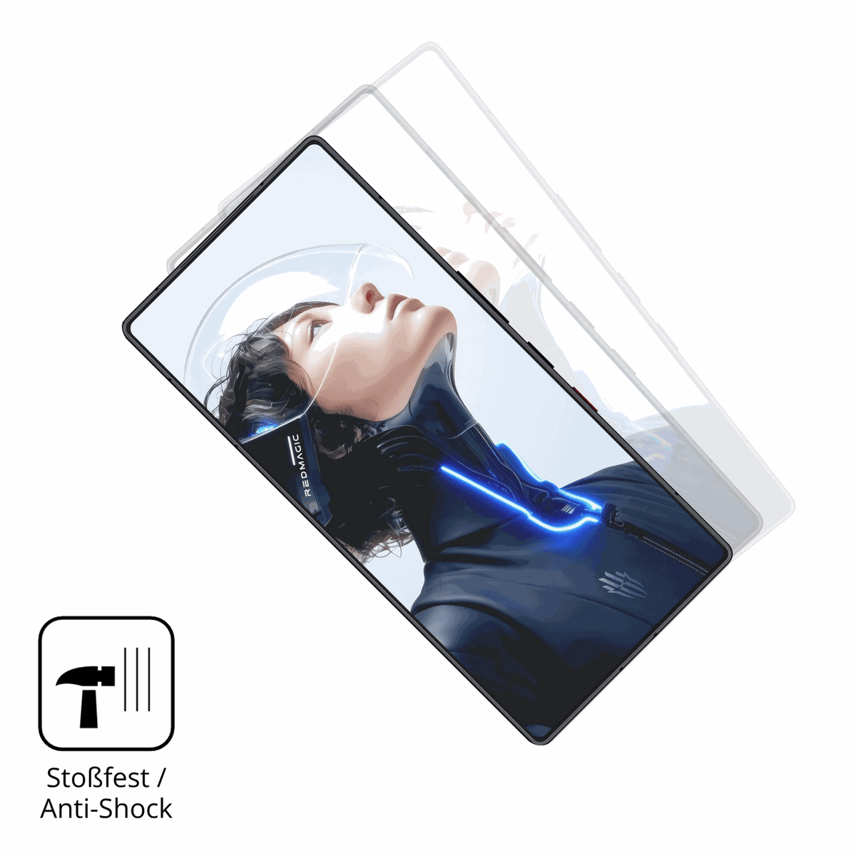 Schutz gegen Kratzer auf dem nubiared magic 11 pro Glas durch Schlüssel, Stöße gegen die Tischkante oder Stürze