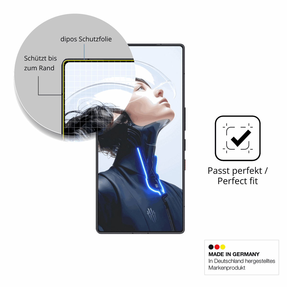 Besonders flexibler Displayschutz mit Anti-Shock-Schicht im Materialmix
