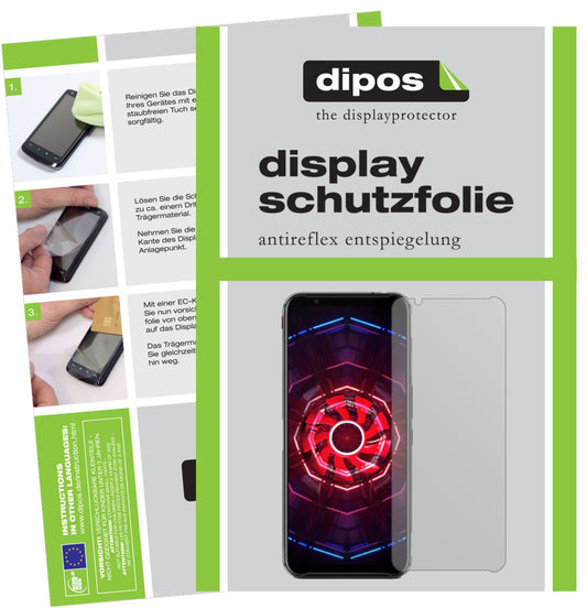 Matte Displayschutzfolie von dipos passend für ZTE nubia Red Magic 3S, präziser Zuschnitt und blasenfrei montiert
