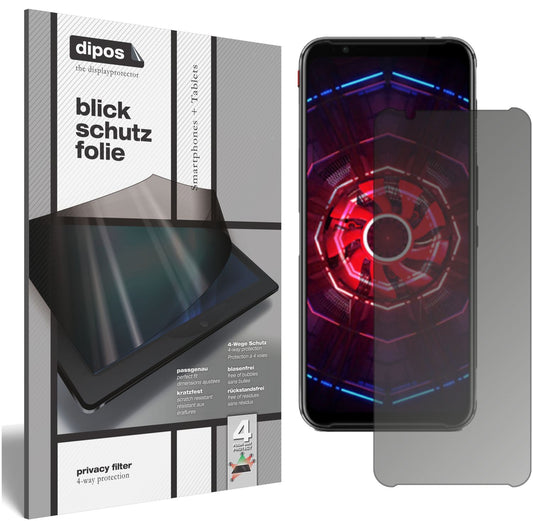 Blickschutzfolie von dipos passend für ZTE nubia Red Magic 3S, präziser Zuschnitt und blasenfrei montiert