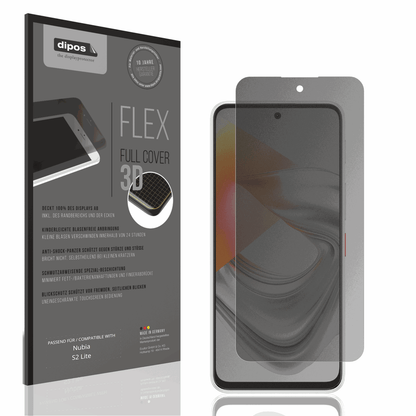 Blickschutzfolie von dipos passend für Nubia S2 Lite, 100% Displayabdeckung und blasenfreie Montage